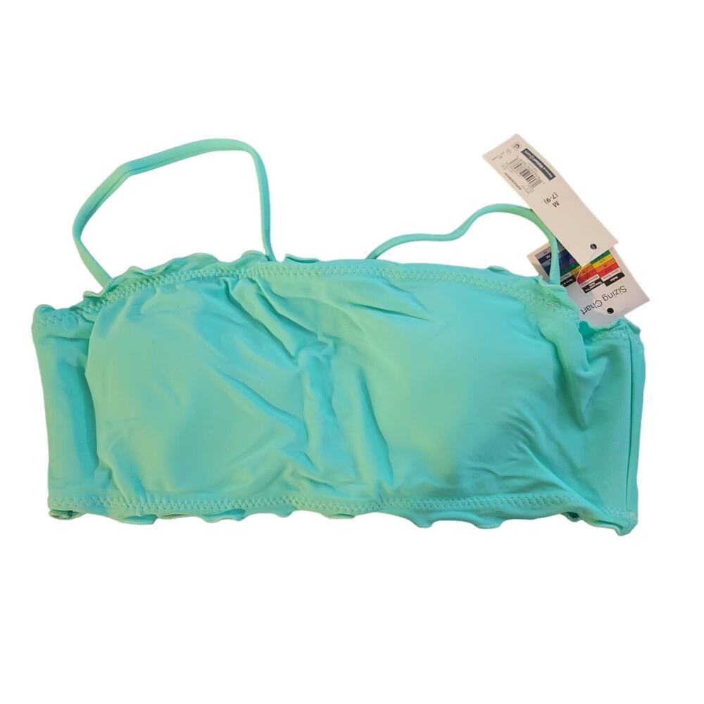 No Boundaries Medium 7-9 Teal Ruffle Bandeau Bikini Top NWT